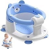 Baby Bath Seat for Babies 6 Months & up, Non-Slip Toddler Bath Seats for Babies Sitting Up, Safe Infant & Newborn Bathtub Chair with 4 Suction Cups & Soft Cushion for Shower,Blue