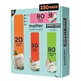 Matter Compostable Resealable Bags, Snack, Sandwich, Quart, Gallon 230 Ct