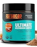 FreshCap Mushrooms Ultimate Mushroom Complex – Mushroom Powder 12:1 Fruiting Body Extract with 29% Beta-Glucans – Ayurveda Clean Energy, No Jitters, Focus & Immune Support (60 Servings)