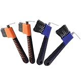 Moicstiy 4 Pcs Horse Hoof Pick Brush with Soft Touch Rubber Handle Portable Hoofpick, Blue & Orange