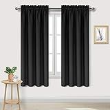 DWCN Blackout Curtains – Thermal Insulated, Energy Saving & Noise Reducing Bedroom and Living Room Curtains, Black, W 42x L 63 Inch, Set of 2 Rod Pocket Curtain Panels