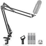 InnoGear Boom Arm Microphone Mic Stand for Blue Yeti HyperX QuadCast SoloCast Snowball Fifine Shure SM7B and Other Mic, Black