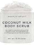 Brooklyn Botany Coconut Milk Body Scrub - Moisturizing and Exfoliating Body, Face, Hand, Foot Scrub - Fights Stretch Marks, Fine Lines, Wrinkles - Great Gifts for Women & Men - 10 oz