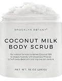 Brooklyn Botany Coconut Milk Body Scrub - Moisturizing and Exfoliating Body, Face, Hand, Foot Scrub - Fights Stretch Marks, Fine Lines, Wrinkles - Great Gifts for Women & Men - 10 oz