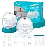 Paruu Hands Free Breast Pump P16, Wearable Breast Pump Electirc Portable with 4 Modes & 12 Levels, Max 309mmHg Strong Suction 19/21/24mm Flange Inserts Wearable Breastfeeding Pump, 2 Pack White