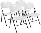 Amazon Basics Foldable Portable Comfortable Sturdy Folding Plastic Chair, 350-Pound Capacity, White, 4-Pack