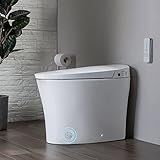 WOODBRIDGE B0970S Smart Bidet Tankless Toilet Elongated One Piece Chair Height, Auto Flush, Foot Sensor Operation, Heated Seat with Integrated Multi Function Remote Control in White