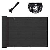 SUNLAX 3'x10' Black Balcony Privacy Screen Fence Windscreen Cover Fabric Shade Netting Mesh Cloth with Grommets UV Protection for Patio, Backyard, Porch, Railing Shield 90% (We Make Custom Sizes)
