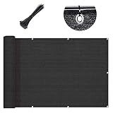 SUNLAX 3'x10' Black Balcony Privacy Screen Fence Windscreen 90% UV Block