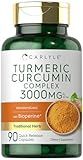 Carlyle Turmeric Curcumin with Black Pepper 3000mg | 90 Powder Capsules | Complex Supplement with Bioperine | Non-GMO, Gluten Free