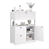 GRUSIGN Bathroom Cabinet, Modern Bathroom Floor Storage Cabinet Organizer with 1 Door and 3 Drawers, Freestanding Cupboard for Kitchen/Living Room Use