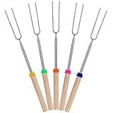 UNCO- Extendable Stainless Steel Roasting Sticks, 5 Pack, 32" - For S'mores, Hot Dogs, Campfires and Fire Pits