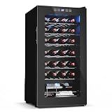 ROVSUN 28 Bottle Wine Fridge, Freestanding Compressor Wine Cooler Refrigerator, Beverage Wine Chiller with Digital Temperature Control & Double-layer Glass Door for Red White Wine, Champagne, Beer