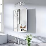 Venlus 16x24 Inch Medicine Cabinet with Mirror for Bathroom, Silver Aluminum Bathroom Medicine Cabinet, Recessed or Wall Mount Medicine Chest Over Sink, Modern Farmhouse Style, Fully Assembled
