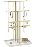 pickpiff Jewelry Stand Holder Organizer: 14.5" Sturdy Hanger for 80 Pcs Jewelry, Gift for Women, Gold Jewlery Tower for Necklace, Earring, Bracelet