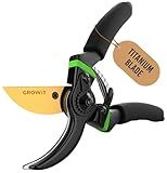 Ultra Sharp Japanese Steel Pruning Shears - Cuts 3X Easier, Weak Hand Arthritis Clippers, Rust-Resistant Titanium Coated Pruner, Effortlessly Cuts 3/4 Inch