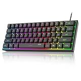 MageGee Mini 60% Gaming Keyboard, RGB Backlit 61 Key Ultra-Compact Keyboard, TS91 Ergonomic Waterproof Mechanical Feeling Office Computer Keyboards for PC, MAC, PS4, Xbox ONE Gamer(Black)