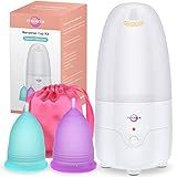 YTYOMUR Menstrual Cup Steamer Sterilizer with 2 Reusable Menstrual Cups, Upgraded Period Cups Cleaner Wash Kit
