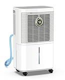 Dravonic 34 Pint Dehumidifiers for Home, Basement, Bedroom, Bathroom, 2500 Sq.ft Dehumidifier with Drain Hose, Smart Humidity Control & Display, 3 Operation Modes, 24H Timer, Child Lock (White)