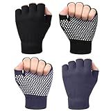YL TRD V 2 Packs of Non Slip Fingerless Yoga Gloves with Grips for Women (with White Dots)