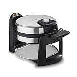 Cuisinart Round Flip Belgian Waffle Maker, Black/Silver, 1 inch thick, WAF-F30NAS