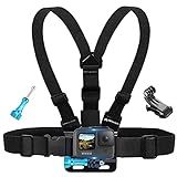 Chest Mount Chesty Harness Strap for GoPro Hero 13 12 11 10 9 8 7 6 5 4 Session 3 2 Max Black Silver & AKASO EK7000 Sjcam Action Camera Adjustable Vest & Body Holder Accessories Kit