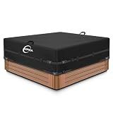 Kipiea 600D Outdoor Waterproof Square Hot Tub Cover Protector, Heavy Duty Polyester SPA Cover UV Protection Cover 90" L x 90" W x 20" H, Black