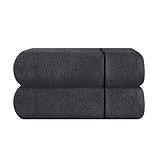 MyOwn Cotton 2 Pack Oversized Bath Towel Set 28x55 inches, Large Bath Towels, Ultra Absorbant Compact Quickdry & Lightweight Towel, Ideal for Gym Travel Camp Pool - Charcoal Grey