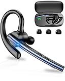 New Bee Bluetooth Headset V5.1 Bluetooth Earpiece Dual Mic with 500mAh Charging Case 72H Talk Time Wireless Hand-Free Headsets with Mute Button for Cell Phone Calls Driving Motorcycle Computer