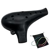Aestivate Plastic Alto C Ocarina - 12-Hole Easy Instrument (Black)