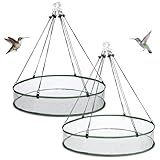 FoldTier 2 Pieces Universal Wild Bird Seed Catcher Hanging Hoop Platform Bird Seed Catcher Tray for Hummingbird Feeders Bee Feeder Outdoor Garden Accessories (24 Inch)