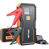 OXILAM Jump Starter 6000A for All Gas/12L Diesel, Car Battery Jumper Starter Portable, 12V Lithium Jump Box with Jumper Cables, LED Display, LED Light, Power Bank with USB, Type C Port