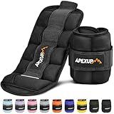 APEXUP 10lbs/Pair Adjustable Ankle Weights for Women and Men, Modularized Leg Weight Straps for Yoga, Walking, Running, Aerobics, Gym, Physical Therapy (Black)