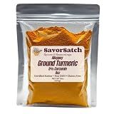 SavorSatch Ground Alleppey Turmeric – 5% Curcumin, High-Potency Spice with Deep Orange-Yellow Color, Certified Kosher, Premium Quality, 8 oz Resealable Pouch