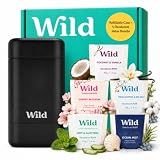 Wild Aluminum Free Natural Deodorant Ultimate Starter Kit - Black Case - Natural Ingredients & 24 Hour Odor Protection - Women & Men's - Variety of Scents - Case + 5 Refills