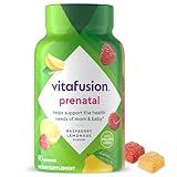 vitafusion PreNatal Gummy Vitamins, Raspberry Lemonade Flavor, Prenatal Vitamin Supplement for Women with Folate and DHA, 45 Day Supply, 90 Count