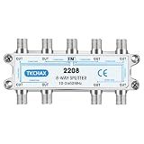 TKCHAX 8 Way Coaxial Cable Splitter,Support 10-2602MHz, RG6 Compatible, Nickel-Plated for Cable Splitter,Work with CATV, Satellite TV,Antenna System and MoCA Configurations