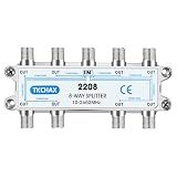 TKCHAX 8 Way Coaxial Cable Splitter,Support 10-2602MHz, RG6 Compatible, Nickel-Plated for Cable Splitter,Work with CATV, Satellite TV,Antenna System and MoCA Configurations