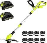 20V Electric Weed Wacker Cordless Edger Lawn Tool 2 X 2.0Ah Battery Powered Weed Eater with Charger, 12 Inch Lightweight String Trimmer, Auto Line Feed Grass Cutter Lawn Mower for Small Yard Garden