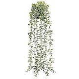 Der Rose 1Pcs Fake Plants Hanging Artificial Potted Faux Eucalyptus Plants for Modern Boho Farmhouse Bathroom Office Desk Wall Book Shelf Living Room Aesthetic Decor Indoor