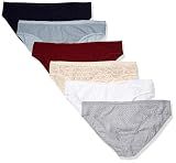 Amazon Essentials Women's Cotton Spandex Bikini Brief Underwear (Available in Plus Size), Pack of 6, Multicolor/Dots/Floral/Stripe, 3X