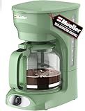 MÜELLERHOME 12-Cup Drip Green Coffee Maker, Borosilicate Carafe, Auto-Off, Reusable Filter, Anti-Drip, Keep-Warm Function, Clear Water Level Window, Green Kitchen Accessories & Décor