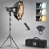 Niceveedi Softbox Lighting Kit, 2700-6500K LED Photography Lighting with 16.5” Quick-Release Softbox/Bowens Mount/Cooling System/Remote/Tripod, Video Light for Video Recording/Streaming/Portraits