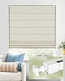 UNISHADES No Tools No Drill Cordless Roman Shades for Indoor Windows 100% Blackout, for Window Size 34" W × 64" H Beige