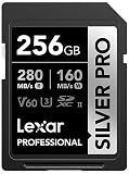 Lexar 256GB Silver PRO SD Memory Card, 280MB/s Read, 4K, V60, U3, UHS-II