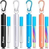 Kynup Reusable Collapsible Metal Straws, Cruise Ship Essentials (4Pack)