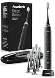 Aquasonic Black Series Ultra Whitening Toothbrush – ADA Accepted Electric Toothbrush- 8 Brush Heads & Travel Case – 40,000 VPM Electric Motor & Wireless Charging - 4 Modes w Smart Timer