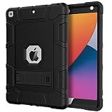 Azzsy Case for iPad 9th Generation/iPad 8th Generation/iPad 7th Generation (10.2 Inch, 2021/2020/2019 Model), Heavy Duty Shockproof Rugged Protective Case for iPad 10.2 inch, Black