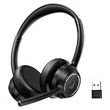 Gixxted (2025 Upgraded) Wireless Headset with Mic for Work, Bluetooth Headset with Noise Canceling Microphone, Wireless Headphones with Mic and USB Dongle and Mute, Fit for Computer/PC/Teams