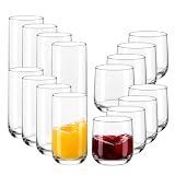 Libbey Ascent Tumbler & Rocks Drinking Glasses Set of 16, Clear Glass Cups